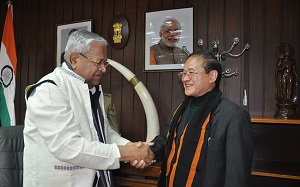 The Governor of Arunachal Pradesh Shri PB Acharya with former Chief Minister Shri Nabam Tuki  at Raj Bhavan, Itanagar on 29th January 2017.